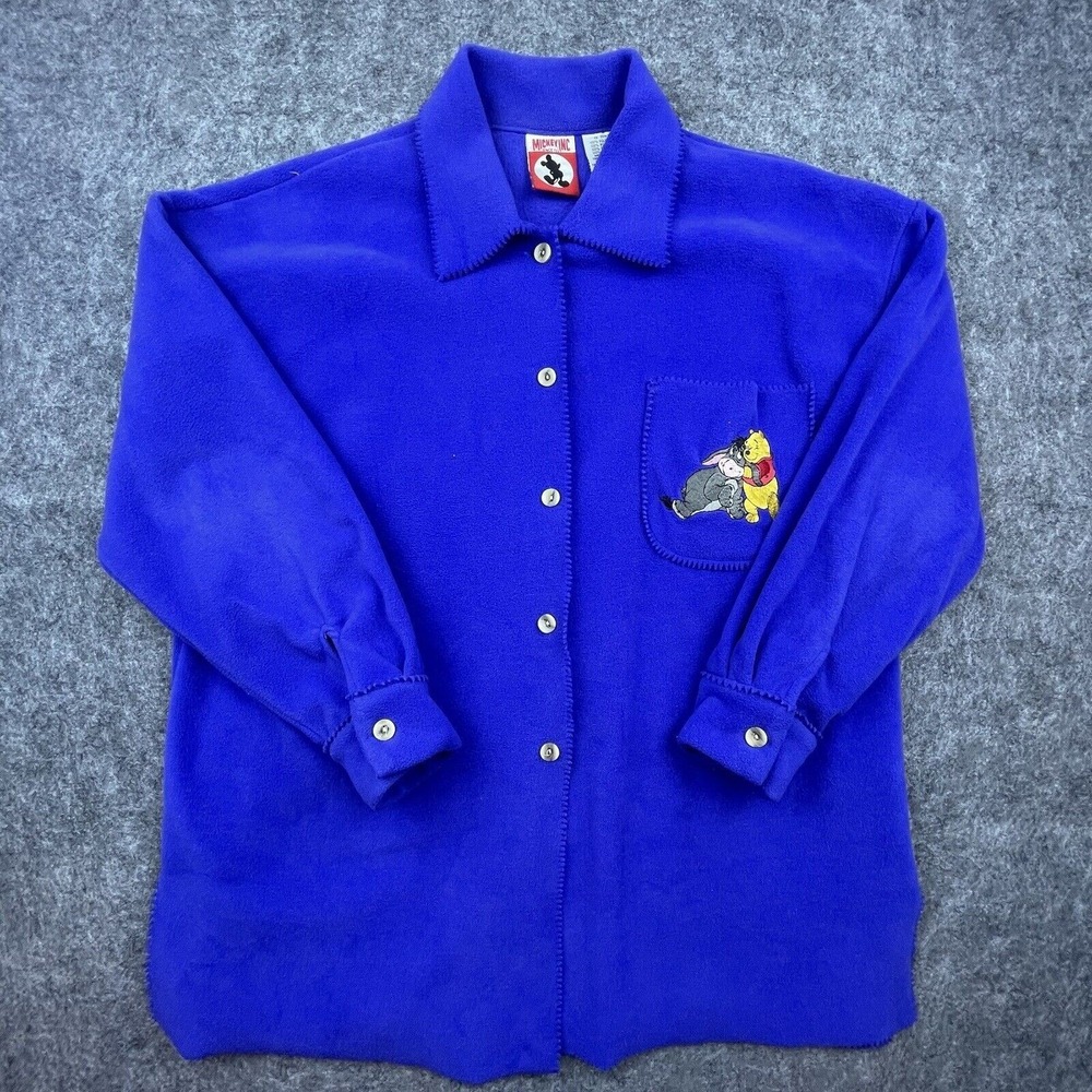 Vintage Mickey Inc Fleece Womens Large Pooh Eeyore Sweater Disney Cardigan 90s‎